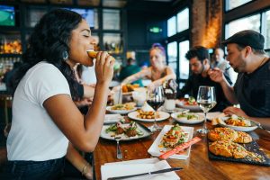 People eating at a restaurant