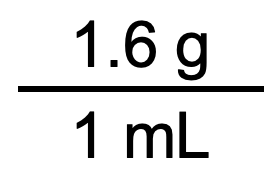 A unit conversion factor: (1.6g)/(1mL)