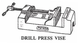 Line drawing of a drill press vise