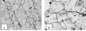 Austenite microstructure at two different temperatures