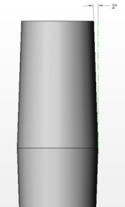 Image of a cylinder with a measured 2 degree taper