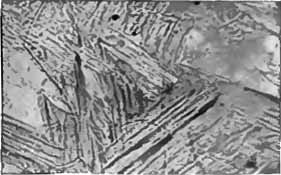 Pre-1929 photomicrograph of martensite. It shows grains of metal