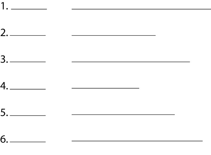 Lines that are to be measured and written in the spaces provided.