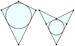 black line drawings of a kite and dart with inscribed circles