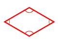 red line rhombus indicating opposite angles are equal